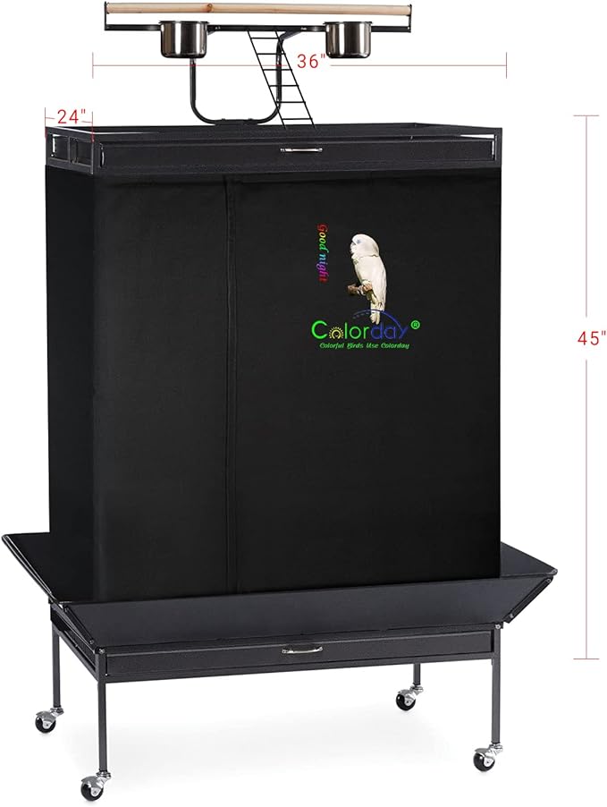 Good Night Bird Cage Cover for Large Bird Cage with Play Top (Patent Pending), (Extra Large, Black)