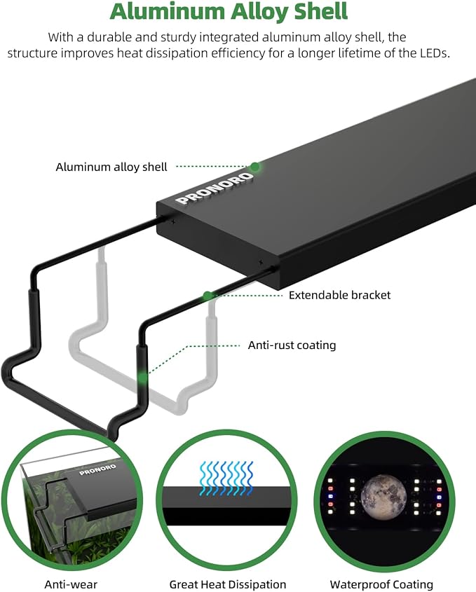 Aquarium Light, LED Full Spectrum Freshwater Aquarium Lights, Daylight/Moonlight Mode and stepless dimmable, Fish Tank Light with 6h/9h/12h Timer and Auto ON/Off (M 24-29 in)