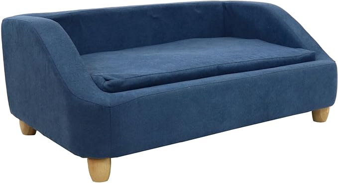 Critter Sitters 36-In. Microfiber Blue Rectangular Dog Couch for Medium-Sized Dogs, Modern and Stylish Elevated Dog Bed for Home or Apartment, Comfortable and Easy to Clean Dog Beds