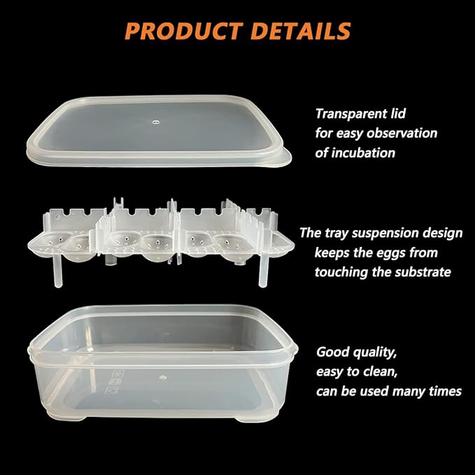 14 Grids Reptile Breeding Box, Egg Hatching Incubator Reptile Incubator for Hatching Egg, Snake, Lizards, Turtle, Lions Mane, Gecko Without Thermometer