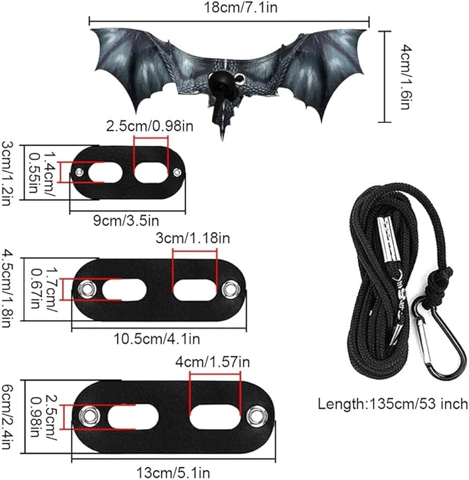 Bearded Dragon Leash, Adjustable Portable Reptile Leash with Cool Wings for Gecko, Bearded Dragon, Chameleon, Iguana, Hamster, Guinea Pig (S+M+L)