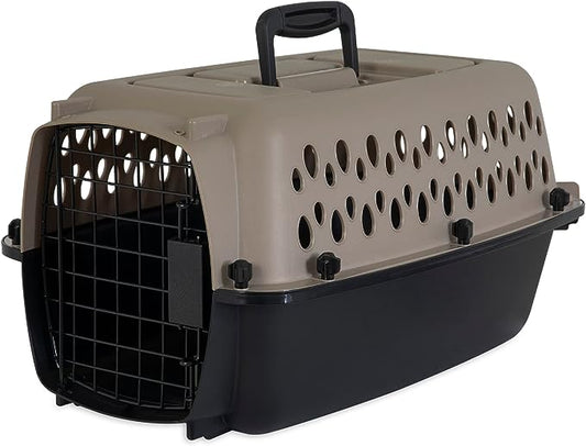 Petmate Vari Dog Kennel 19", Taupe & Black, Portable Dog Crate for Pets up to 10lbs, Made in USA