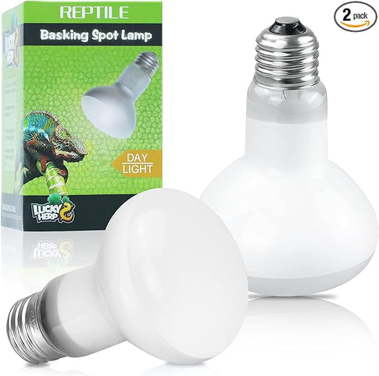 LUCKY HERP 2 Pack Reptile Heat Lamp Bulbs 75W (2nd Gen), Basking Light Bulb for Reptiles & Amphibians, Simulated Natural Sunlight Terrarium Heat Lamps for Bearded Dragon, Lizard, Turtle, Tortoise