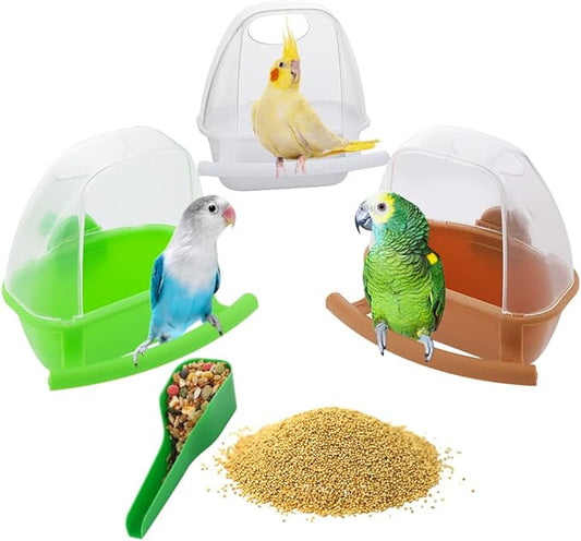 3 Pcs Small Bird Slot Feeder No Mess Cage Hanging Feeder Cup Plastic Food Feeding Box for Parakeet Budgies Cockatiel Lovebird Small Birds