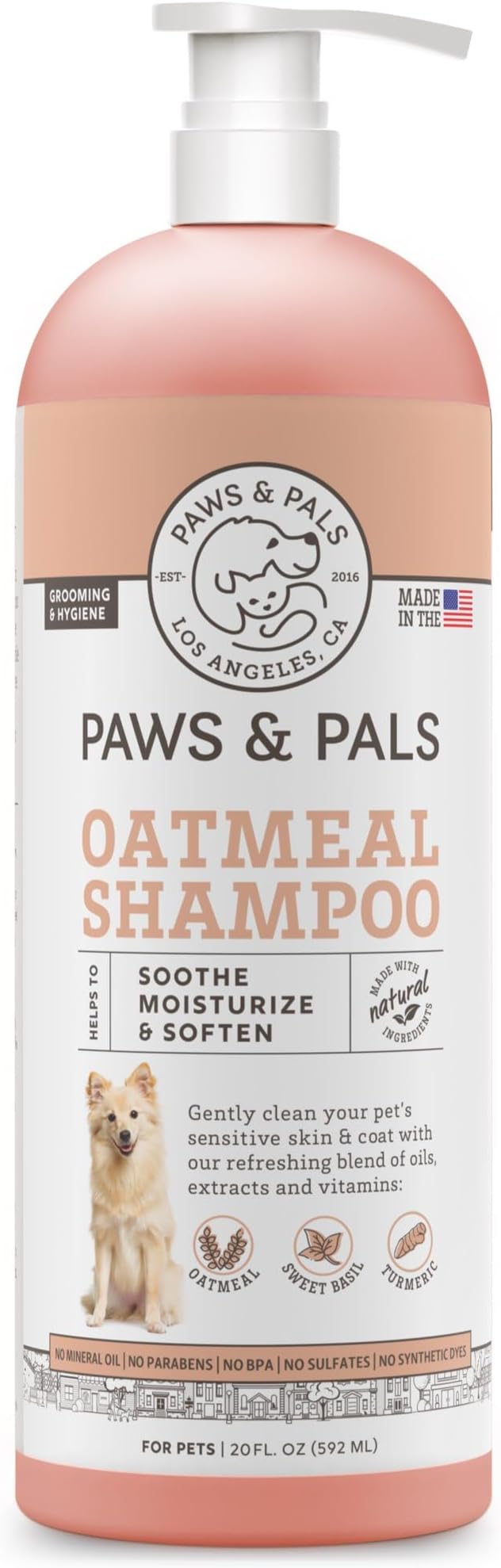 6-in-1 Dog Shampoo and Conditioner for Itchy Skin, Made in USA - 20oz Vet Formula Natural Medicated Best for De-Shedding, Itch Relief, Smelly Odor, Dry Sensitive Skin - Dogs & Cats Oatmeal Pet Wash