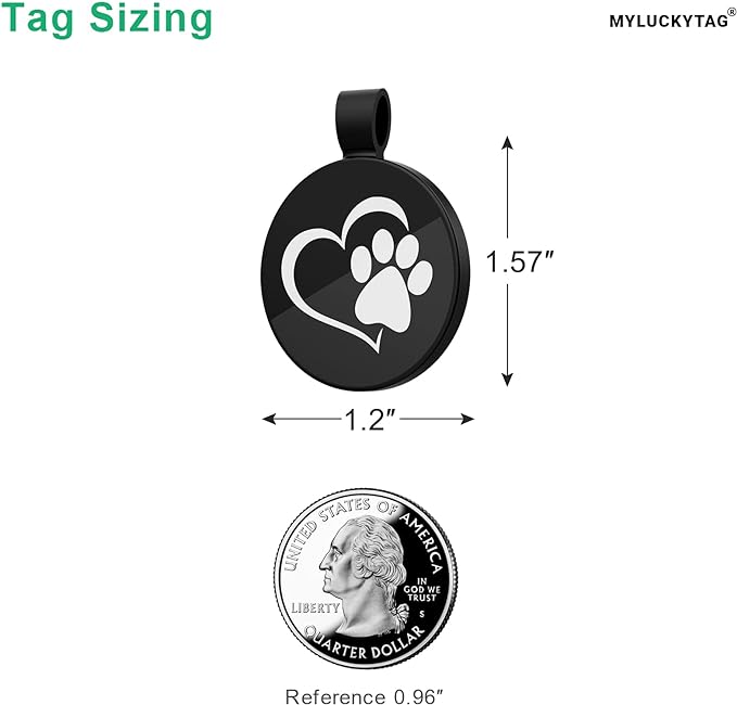 MYLUCKYTAG QR Code Pet ID Tags Dog Tags - Pet Online Profile - Scan QR Receive Instant Pet Location Alert Email