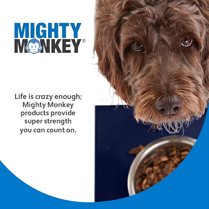 MIGHTY MONKEY 100% Waterproof Dog Food Mat, Raised Edges Silicone Pet Feeding Placemat for Cat, Dogs, Pet Bowls, High Lipped Tray Prevents Water Spills, Food on Floor, Dishwasher Safe, 18x12, Navy