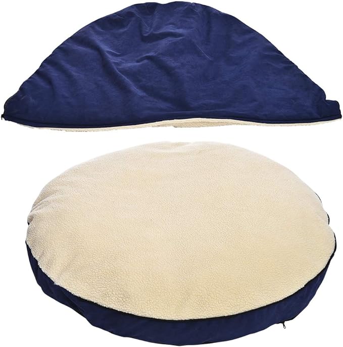Amazon Basics Cozy Pet Cave Bed for Dog, Large 35 x 35 x 13 Inches, Blue