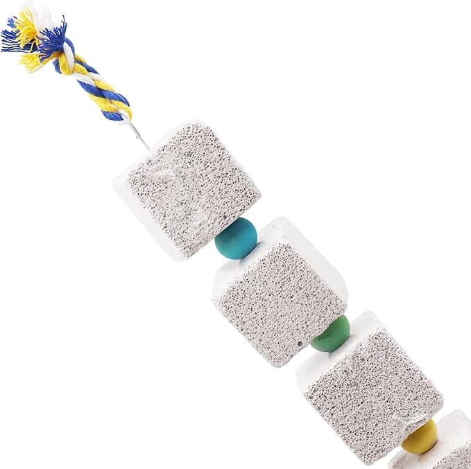 2 Pack Large Bird Chewing Toy, Parrot Beak Grinding Calcium Stone with Bells, Bird Cage Accessories, Cage Toys for Cockatiel Parakeet Parrot Budgies Rat Hamster Chinchilla Rabbit Bunny African Grey