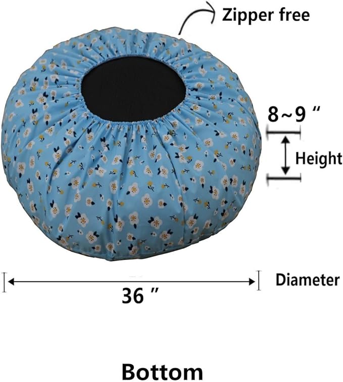 Waterproof Round Dog Bed Fitted Sheet Cover Replacement Washable Plastic Slipcover 36 x 36 inch for XL Faux Fur Donut Dog Beds