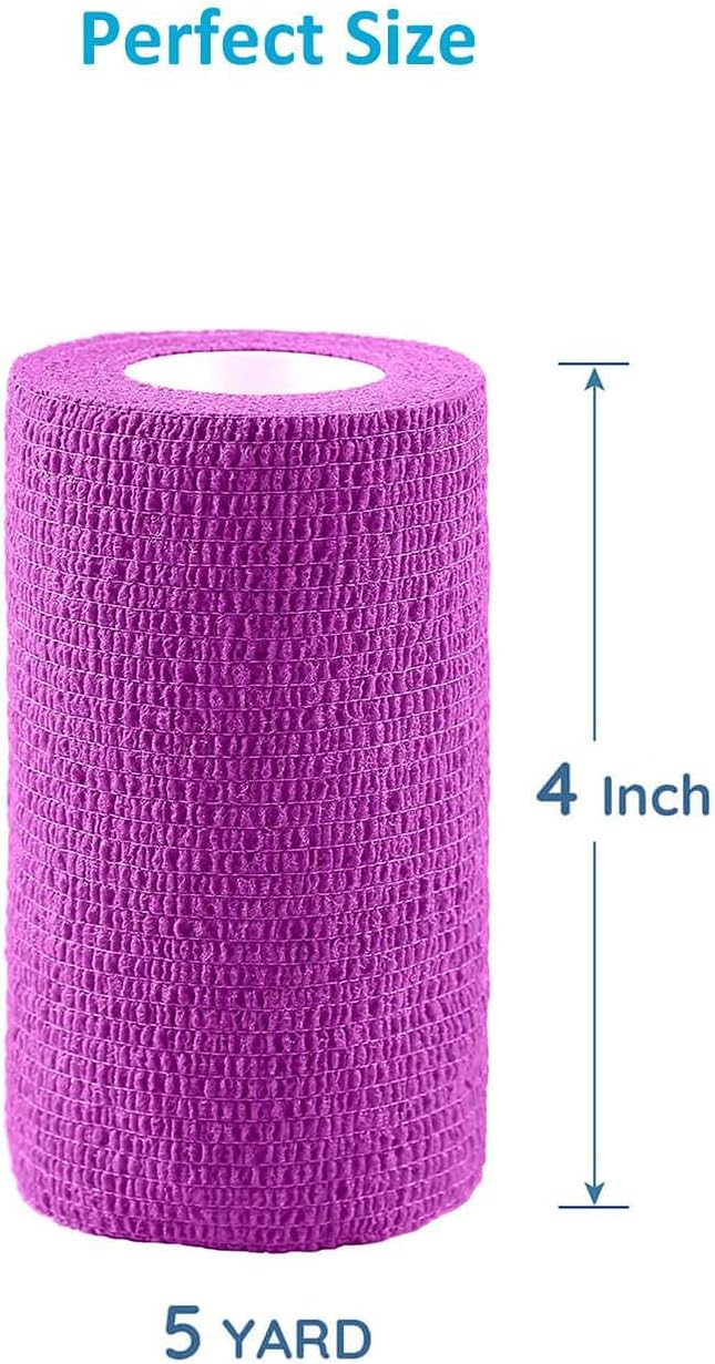 WePet Pet Wrap, Self-Adhesive Non-Woven Bandage, Emergency Cohesive Gauze, for Dogs, Cats, Horse, Birds, Wounds, Wrist Healing, Ankle Sprain, 4 Inch, 3 Rolls