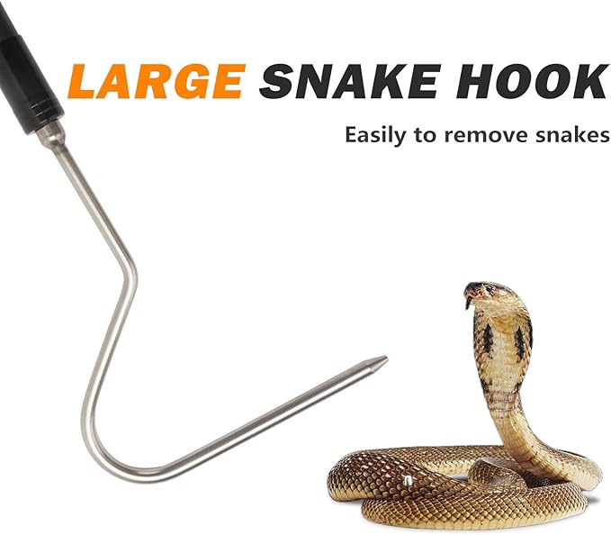 44 inch Snake Hook Catcher Stick Tongs Grabber Handling Tool Kit for Rattlesnakes Python Copperhead Removal Catching