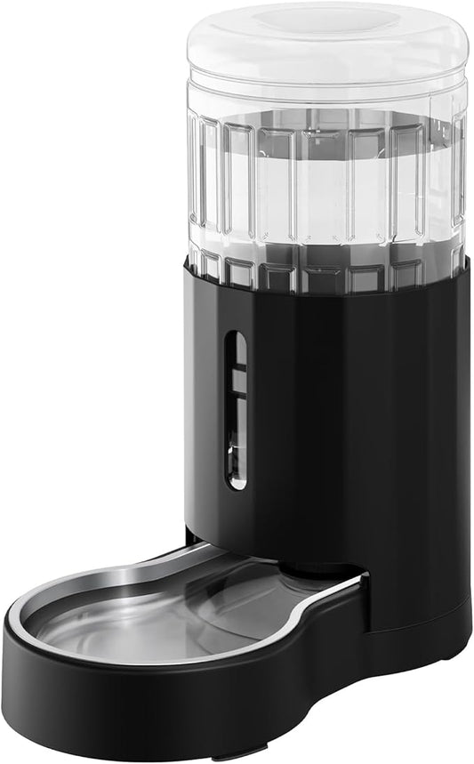 CZPET Automatic 7L Dog and Cat Water Dispenser with Stainless Steel Bowl Gravity Waterer,100% BPA-Free,Large Capacity and Drinking Area Noise-Free for Pets(7L Water Dispenser, Black)