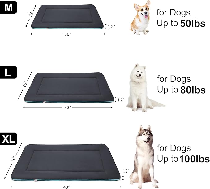 Magic Dog Large Dog Bed Soft Dog Crate Pad Mat, 42-Inch Washable Comfy Kennel Pad with Anti Slip Bottom Pet Sleeping Beds, Dark Grey