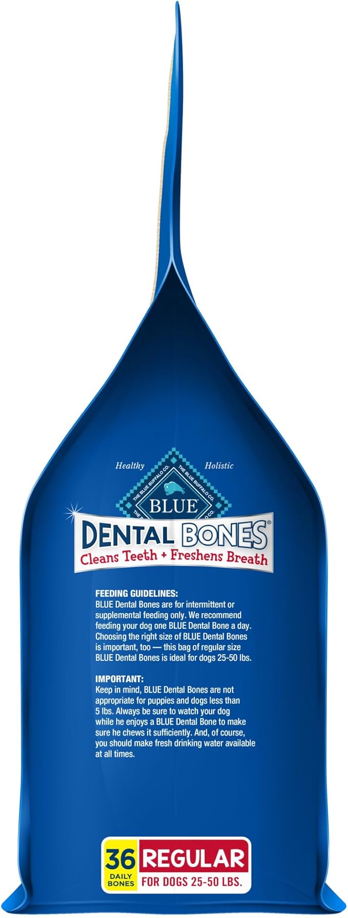 Blue Buffalo Dental Bones Regular Natural Dental Chew Dog Treats, (25-50 lbs) 36-oz Bag Jumbo Pack