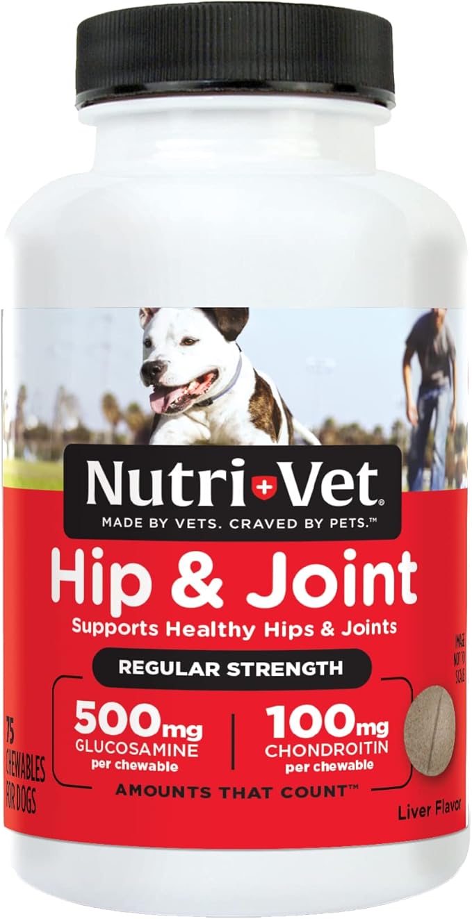 Nutri-Vet Hip & Joint Chewable Dog Supplements | Formulated with Glucosamine & Chondroitin for Dogs | 75 Count