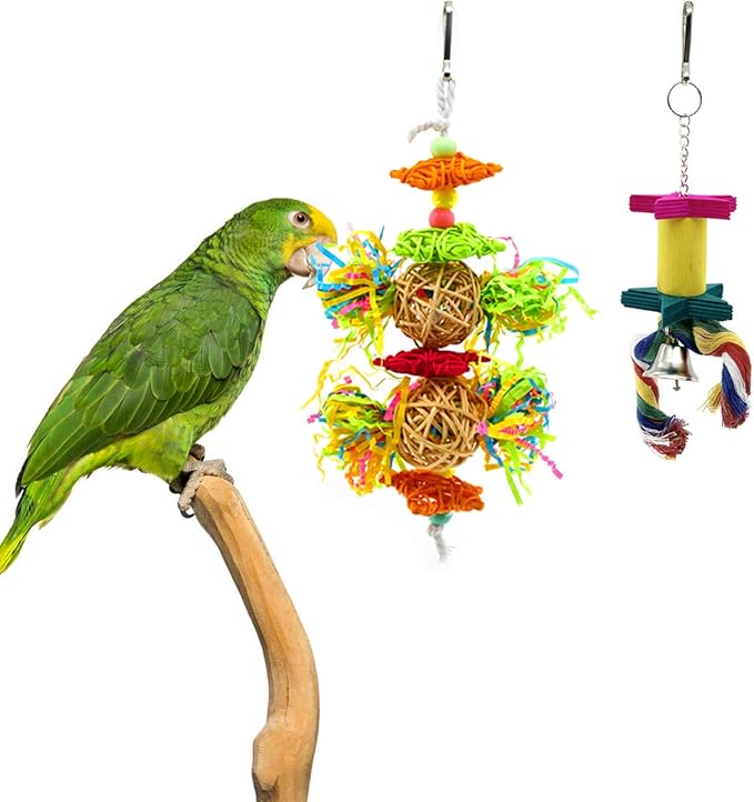 5Pcs Small Parrot Chewing Toys Bird Shredder Toys Bird Parrot Foraging Hanging Toys for Small Birds Parakeets Parrotlets Lovebirds Cockatiels