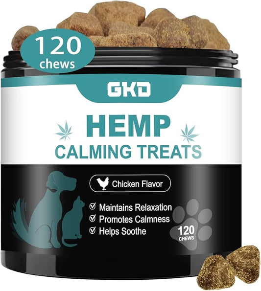 Hemp Calming Chews for Dogs, Dog Calming Treats Anxiety Relief 100% Golden Ratio of Natural Ingredients Calming Dog Treats, Aid with Separation, Barking, Stress Relief, Thunderstorms