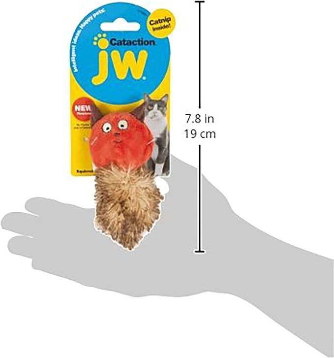 JW Cataction Catnip Squirrel Toy, Multicolor