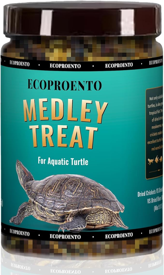 Aquatic Turtle Food - Reptile & Amphibian Food, 5oz Freeze-Dried River Shrimp, Mealworms, and Crickets Medley Treat, Vitamin-Enriched Turtle Shrimp