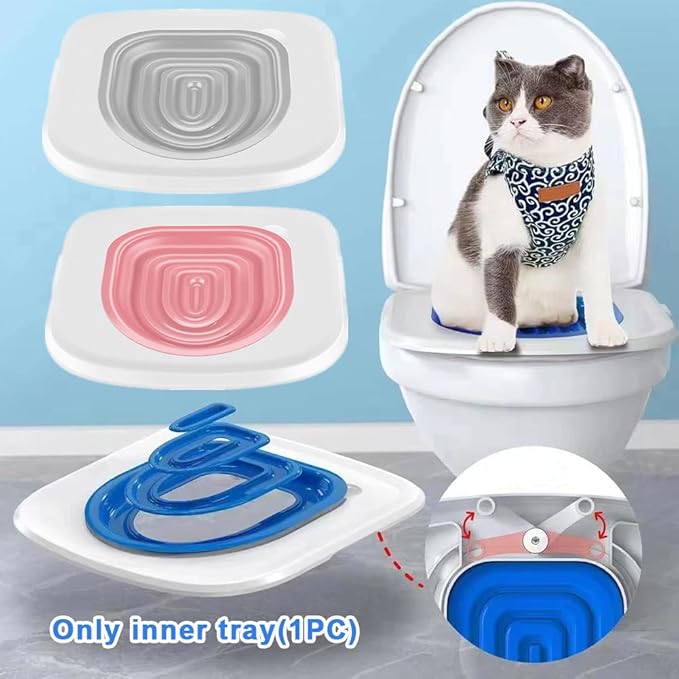Cat Toilet Training Kit, New Type Cat Potty Training System, Cat Toilet Trainer Urinal Seat for Teaching Cat to Use Toilet, Suit for Most Toilets Three Colors for Choose