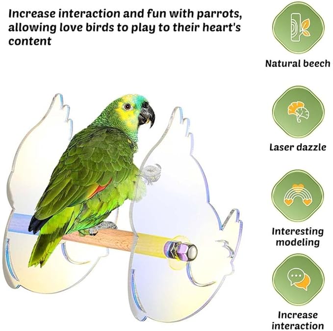 DONGKER Bird Cage Perch,Acrylic Parrot Wooden Stand Bird Cage Accessories for Parrots Cockatiels Conures Birds