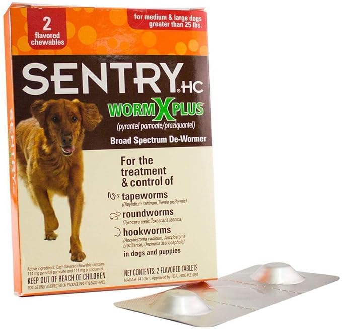 Sentry Wormx Plus 7 Way De-Wormer Large Dog 2 Count