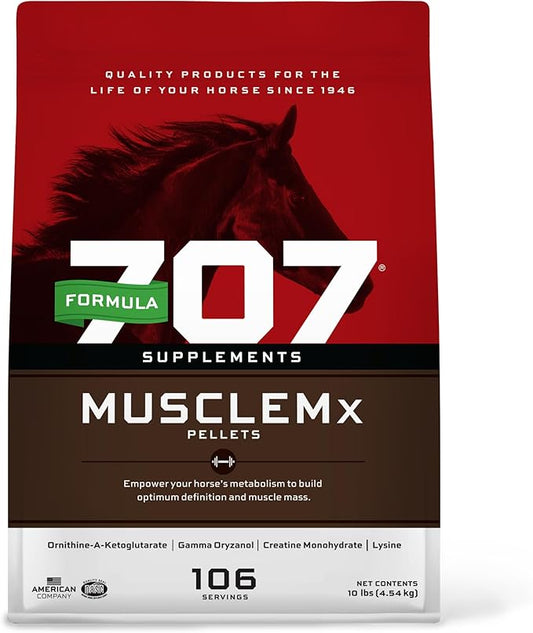 Formula 707 MuscleMx Equine Supplement, 10 lb Bag – Conditioning Support and Muscle Builder for Horses with Lysine, Gamma Oryzanol, Creatine & OKG