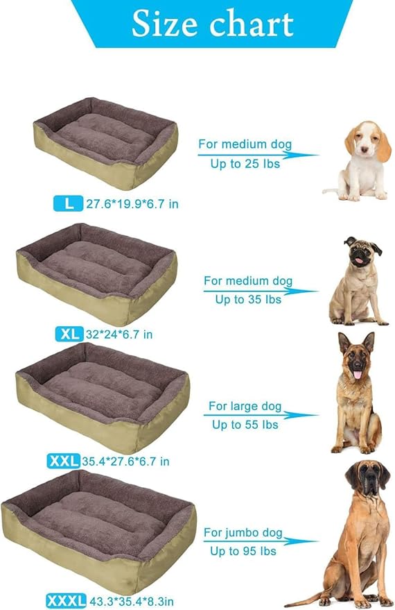 PUPPBUDD Dog Beds for Medium Dogs, Washable Dog Bed Comfortable and Breathable Pet Bed Rectangle Warming Dog Bed for Medium Dogs