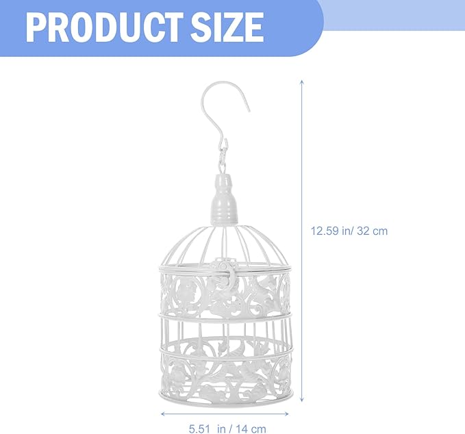 MAGICLULU Birdcage Decoration Wedding Candle Centerpieces Hanging Bird Cage Vintage Bird Cage Decorative Outdoor Candles Wedding Bird Cage Adorn Wrought Iron Plant White Decorative Cage