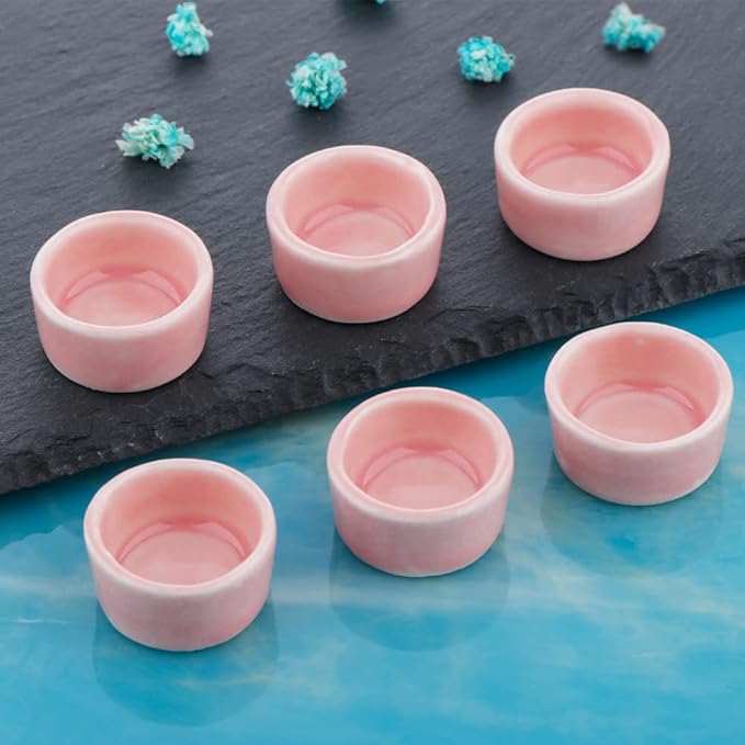 9 Pcs Tarantula Water Bowl Ceramic Mini Dish for Spider Tarantula Hermit Crab Terrarium Breeding Feeders (Pink)