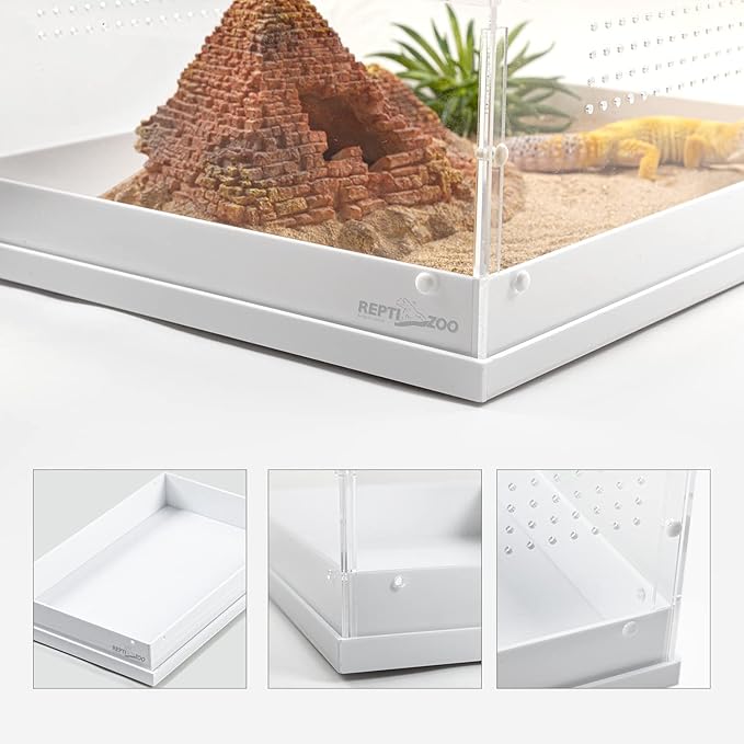 REPTI ZOO Large Tarantula Enclosure 16" X 12" X 6", Acrylic Reptile Terrarium Insect Feeder Box for Small Reptiles and Invertebrates, Mantis, Spider, Cricket, Tarantula