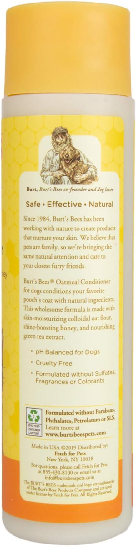 Burt's Bees for Pets Naturally Derived Oatmeal Conditioner with Colloidal Oat Flour & Honey - Dog Oatmeal Shampoo - Cruelty Free, Made in the USA - 10 Oz - 2 Pack