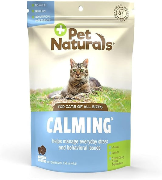 Pet Naturals Calming Chews for Cats, 30 Chews - Behavioral Support and Anxiety Relief for Travel, Boarding, Vet Visits and High Stress Situations