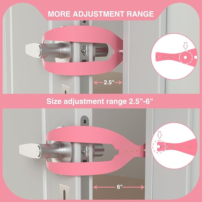 Cat Door Holder Latch Larger Adjustable Cat Door Alternative Fast Latch Strap Let Cats in and Keeps Dogs Out of Litter & Food and Safe Baby Proof No Measuring Easy to Install 3 Pcs Pink