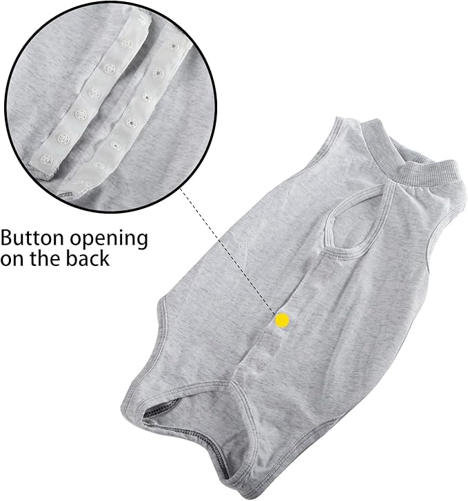 Cat Recovery Suit for Male and Female Surgical Post Surgery Soft Cone Onesie Shirt Clothes Neuter Licking Protective Diapers Outfit Cover Kitten Spay Collar(M, White)