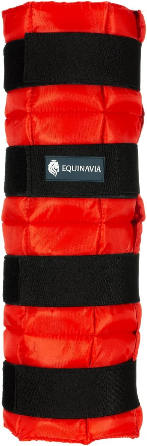 Equinavia Cool Relief Therapy Ice Boots Leg Wraps Pair for Horses, Gel Pack with Adjustable Straps | 16.5" x 15.5" with Storage Bag - Red - One Size