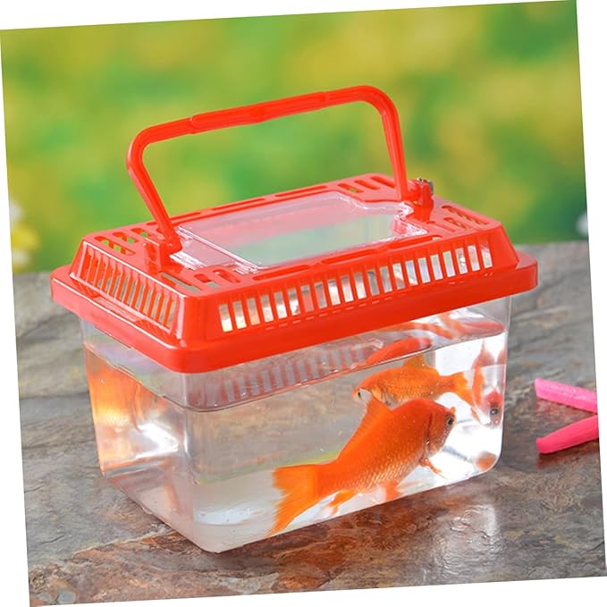 STOBOK 4pcs Mini Portable Fish Tank Animals for Mini Turtles Plastic Terrarium Single Fish Aquarium Reptile Terrarium Habitat Aquarium Breeding Tank Turtle Feeding Box Turtle Holder