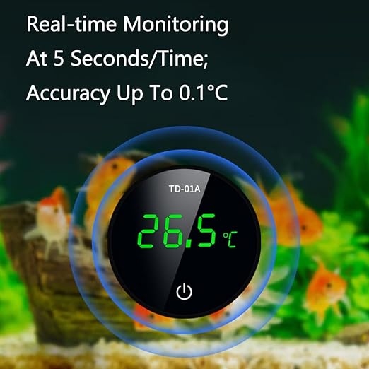 Aquarium Thermometer Fish Tank Digital Thermometer Accurate LED Display to ±0.9°F Tank Thermometer Temperature Measurement