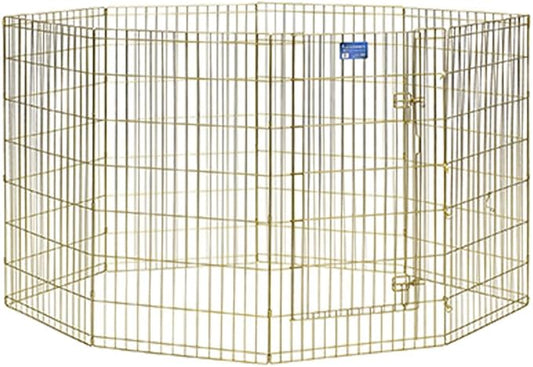 MidWest Homes for Pets Foldable Metal Dog Exercise Pen / Pet Playpen, Gold zinc w/ door, 24'W x 42'H