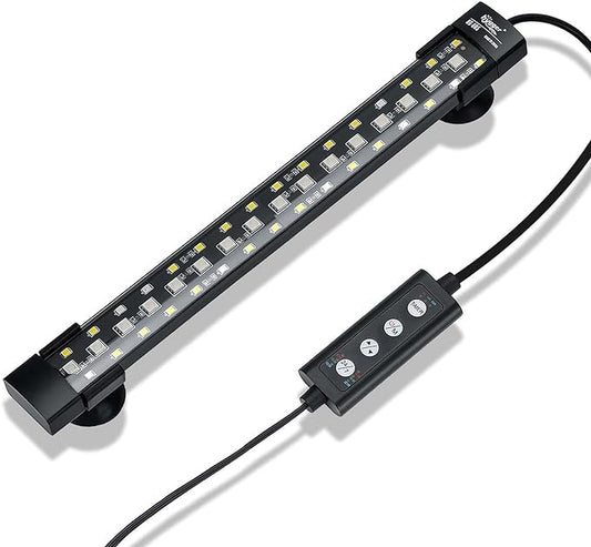 hygger 24/7 Mode Submersible Aquarium LED Light, Full Spectrum Hidden Fish Tank Light with 3 Rows Beads 7 Colors Auto On Off Sunrise-Daylight-Moonlight, Adjustable Timer Brightness 8W