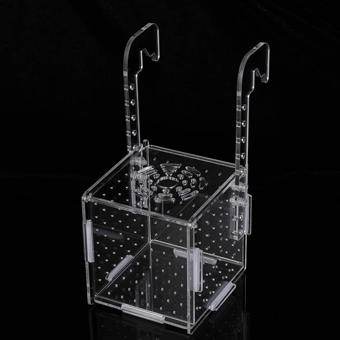 POPETPOP Fish Breeding Box- Box Hatchery Incubator Aquarium Fish Breeding Boxes Divider Hatching Boxes Accessory for Small Shrimp Clownfish Guppy-Small Hook Pattern