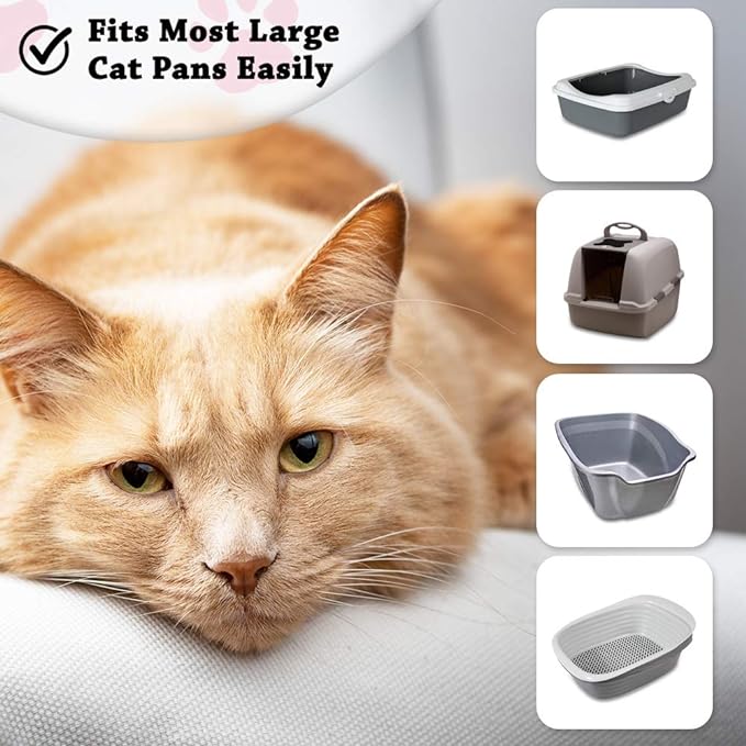 Alfapet Kitty Cat Pan Disposable, Elastic Liners- 10-Pack-for Large, X-Large, Giant, Extra-Giant Size Litter Boxes- with Sta-Put Technology for Firm, Easy Fit- Quick + Clever Waste Cleaners