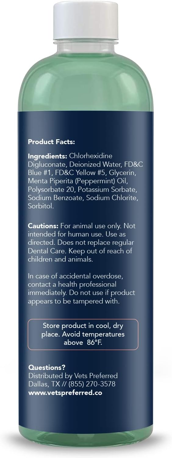 Vets Preferred Oral Care Water Additive for Dogs - Healthy Mouth Dog Breath Freshener Mouthwash - Fights Bad Breath, Removes Plaque and Tartar - Prevents Gum Disease - Mild Mint Flavor
