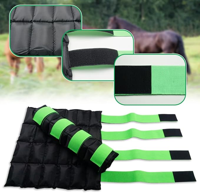 Ice Boot for Horses Ice Pack Wraps, Cooling Wraps for Horse Injuries, Reusable Horse Leg Ice Boot Cold Pack with Flexible Straps, Universal Size, 16.9" x 16.1" - 1 Pair