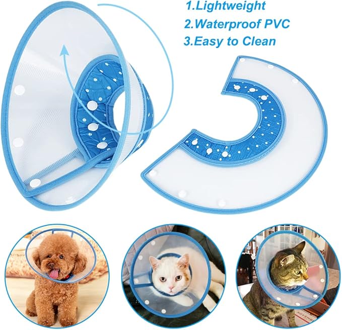 Vivifying Dog Cones for Small Dogs, Adjustable 5.7-8in Pet Cone, Lightweight Recovery Elizabethan Collar for Cats, Puppies and Mini Dogs (Blue)