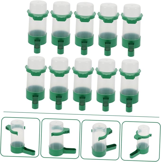 10pcs Bird Waterer Bird Food and Water Dispenser Parakeet Water Dispenser for Cage Pigeon Drinker Quail Drinker Rabbit Drinking Glasses Bird Water Drinker Utensils Plastic Squirrel