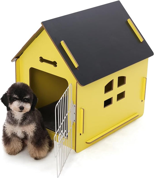 Dog House Indoor for Small Dogs or Cats, Cozy wooden design, Small indoor bed house, with Air Vents and Elevated Floor Warm Dog Cave