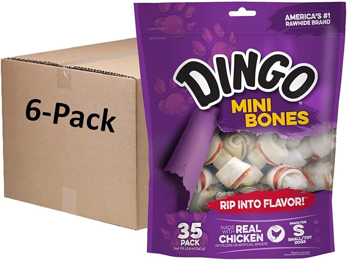 Dingo Non-China Mini Rawhide Bones for Small/Toy Dogs