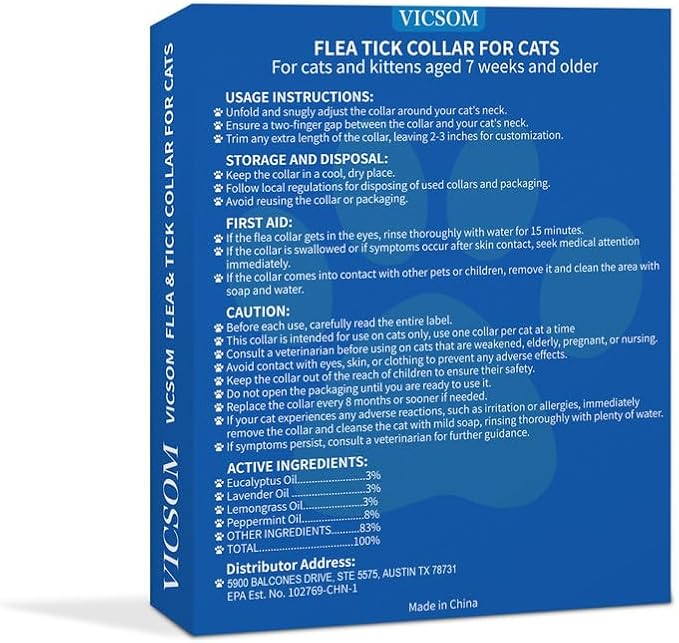 4 Pack Flea Collar for Cats, Cat Flea and Tick Collar 8 Months Prevention Cat Flea and Tick Treatment, Waterproof Adjustable Cat Flea Collar, Natural Anti Tick and Flea Collar for Kitten, White